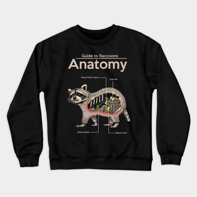 Anatomy of a Raccoon Crewneck Sweatshirt by Vincent Trinidad Art